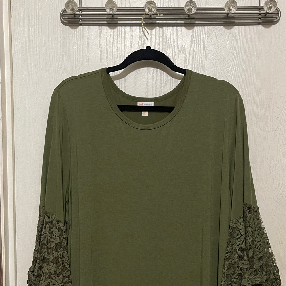 LuLaRoe Olive Green Lace Sleeve Maurine 3XL BNWT